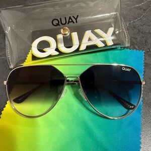 Quay Aviator Sunglasses with Silver Frame
